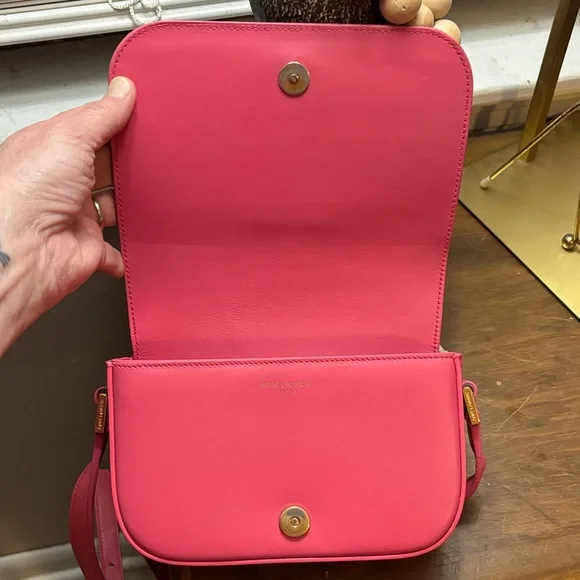 Saint Laurent Pink Leather YSL Crossbody with Gold Logo - Picture 3 of 9